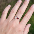 Bague fine lune argent et pierre ronde Grenat T49/52/57/60