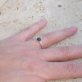 Bague fine lune argent et pierre ronde Labradorite T50/52/55/57/60