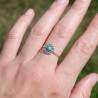 Petite bague fleur argent et pierre ronde Howlite bleue T52/54/57/59
