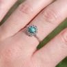 Petite bague fleur argent et pierre ronde Howlite bleue T52/54/57/59