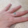 Petite bague fleur argent et pierre ronde Howlite bleue T52/54/57/59