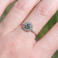 Petite bague fleur argent et pierre ronde Labradorite T57 Petite bague fleur argent et pierre ronde Labradorite T57