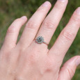 Petite bague fleur argent et pierre ronde Labradorite T57 Petite bague fleur argent et pierre ronde Labradorite T57