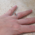 Petite bague fleur argent et pierre ronde Cornaline T52/54/57