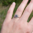 Petite bague fleur argent et pierre ronde Améthyste T52 Petite bague fleur argent et pierre ronde Améthyste T52