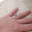 Petite bague fleur argent et pierre ronde Améthyste T52 Petite bague fleur argent et pierre ronde Améthyste T52