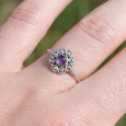 Petite bague fleur argent et pierre ronde Améthyste T52 Petite bague fleur argent et pierre ronde Améthyste T52