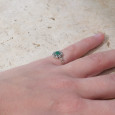 Petite bague fleur argent et pierre ronde Agate verte T49 Petite bague fleur argent et pierre ronde Agate verte T49