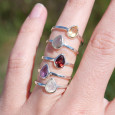 Petite bague goutte argent et pierre en Labradorite T51/52/54/58/59