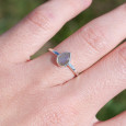 Petite bague goutte argent et pierre en Labradorite T51/52/54/58/59