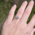 Petite bague goutte argent et pierre en Labradorite T51/52/54/58/59