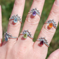 Bague fine couronne argent et petite pierre Grenat T49/51/54/57/60