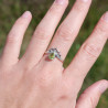 Bague fine couronne argent et petite pierre Péridot T49/56/60