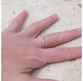 Petite bague argent et 3 petites pierres rondes en Citrine T49/52/54/57
