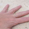 Petite bague argent et 3 petites pierres rondes en Péridot T54/57