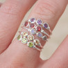 Petite bague argent et 3 petites pierres rondes en Péridot T54/57