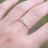 Petite bague argent et 3 petites pierres rondes en Péridot T54/57