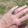 Bague plume en argent et pierre ovale Malachite T52/55/57/58