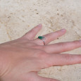 Bague plume en argent et pierre ovale Malachite T52/55/57/58