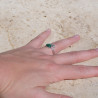 Bague plume en argent et pierre ovale Malachite T52/55/57/58