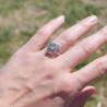 Bague plume en argent et pierre ovale Labradorite T54