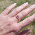 Bague pierre navette Cornaline anneau double en argent T56