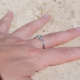 Bague pierre navette Labradorite anneau double en argent T57