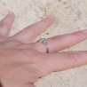 Bague pierre navette Labradorite anneau double en argent T57