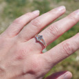 Bague pierre navette Labradorite anneau double en argent T57