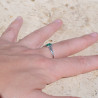 Bague fine diadème argent petite pierre Agate verte T49/54/56/57