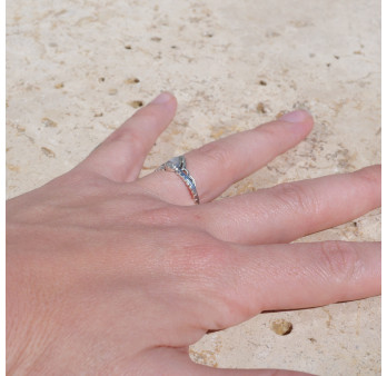 Bague fine diadème argent petite Pierre de lune T51/54