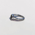Bague pierre navette Labradorite anneau double en argent T57