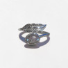 Bague plume en argent et pierre ovale Labradorite T54