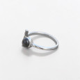 Bague fine lune argent et pierre ronde Labradorite T50/52/55/57/60