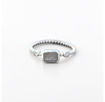 Bague fine argent torsadé pierre Labradorite T50/53/56/58/60