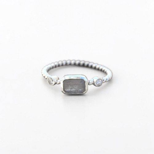 Bague fine argent torsadé pierre Labradorite T50/53/56/58/60