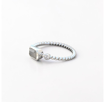 Bague fine argent torsadé pierre Labradorite T50/53/56/58/60