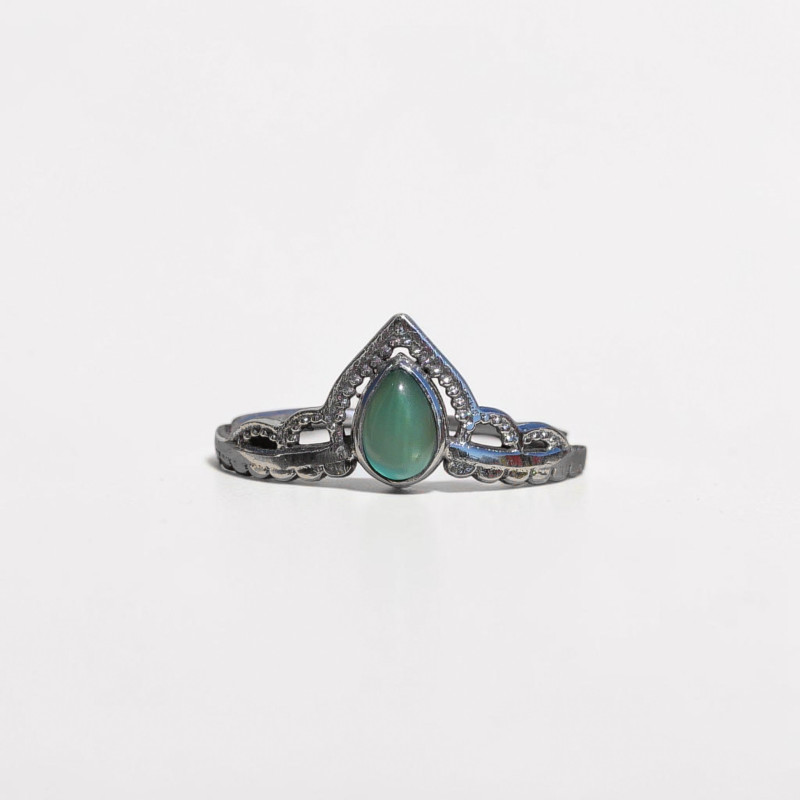 Bague fine diadème argent petite pierre Agate verte T49/54/56/57 Bague fine diadème argent petite pierre Agate verte T49/54/56/57