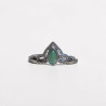 Bague fine diadème argent petite pierre Agate verte T49/54/56/57