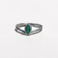 Bague pierre navette Agate verte anneau double en argent T57/59/63 Bague pierre navette Agate verte anneau double en argent T57/59/63
