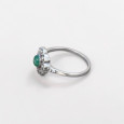 Petite bague fleur argent et pierre ronde Agate verte T49 Petite bague fleur argent et pierre ronde Agate verte T49