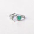 Bague fine lune argent et pierre ronde Agate verte T49/52/55/57/59 Bague fine lune argent et pierre ronde Agate verte T49/52/55/57/59
