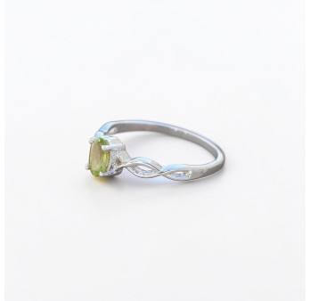Bague fine argent ajourée pierre griffée Péridot T50/52/55/57