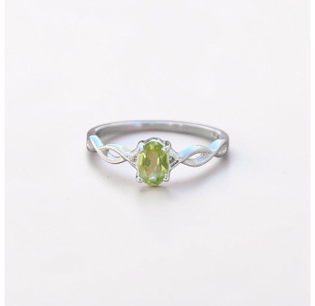 Bague fine argent ajourée pierre griffée Péridot T50/52/55/57