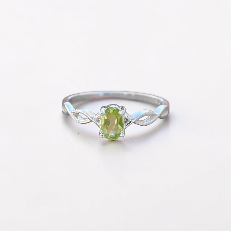 Bague fine argent ajourée pierre griffée Péridot T50/52/55/57