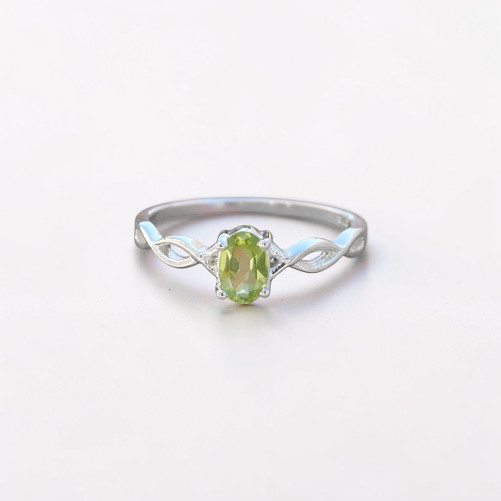 Bague fine argent ajourée pierre griffée Péridot T50/52/55/57