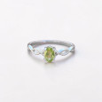 Bague fine argent ajourée pierre griffée Péridot T50/52/55/57