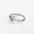 Petite bague fleur argent et pierre ronde Améthyste T52 Petite bague fleur argent et pierre ronde Améthyste T52