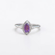 Bague fine argent pierre marquise griffée Améthyste T49/52/55/57/60
