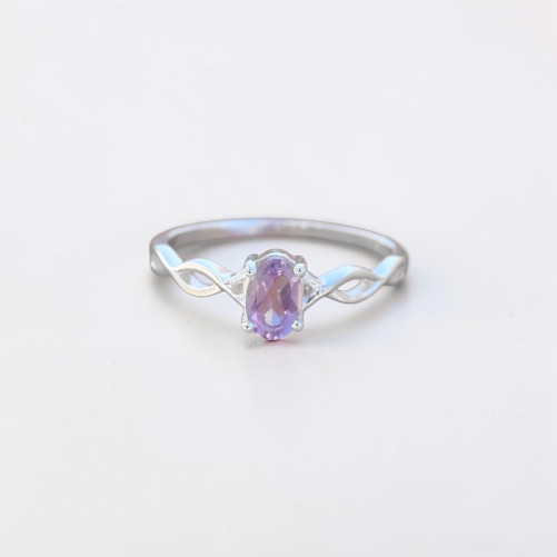 Bague fine argent ajourée pierre griffée Améthyste T50/52/55/57/60